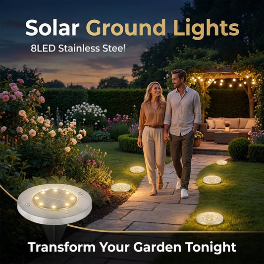 🔥Zonne-energie Grondlamp van Roestvrij Staal met 8 LED's