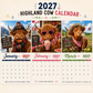 2027 Grappige Hooglandrund Kalender | A4 Wandkalender | Ontworpen door Isabel Kline