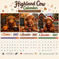 2027 Grappige Hooglandrund Kalender | A4 Wandkalender | Ontworpen door Isabel Kline