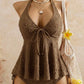 Tankini set met peplum en halternek voor dames