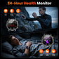 Herren Smartwatch im Militärstil mit 1100‑mAh‑Akku, 1,7‑Zoll‑AMOLED‑Display, LED‑Taschenlampe, IP68 wasserdicht, Fitnessuhr mit Telefonfunktion, über 110 Sportmodi, Herzfrequenz /Schlafüberwachung, kompatibel mit iOS und Android
