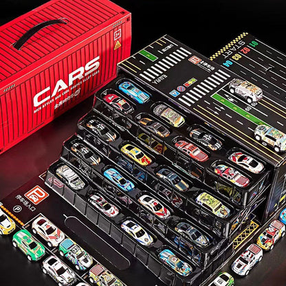 🔈🔈62% KORTING! ✨ 48 mini-auto's met ingebouwde garage - Interactief spel met geluidseffecten en racebaan voor kinderen 🚗🎪