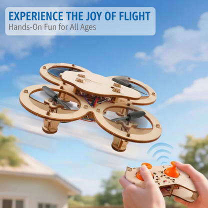✈️ 60% KORTING! DIY Houten Drone Bouwpakket voor Kinderen – Hoogtebehoud, Stabiele Afstandsbediening & Verbeterde Veiligheid! 🎁🚁