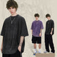Unisex/losse retro effen top met korte mouwen