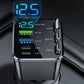 🚗 Snellader 7-in-1 Intrekbare Snelle Autolader met Spanningsdisplay – USB-C voor Android & Lightning voor Apple