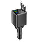 🚗 Snellader 7-in-1 Intrekbare Snelle Autolader met Spanningsdisplay – USB-C voor Android & Lightning voor Apple