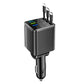 🚗 Snellader 7-in-1 Intrekbare Snelle Autolader met Spanningsdisplay – USB-C voor Android & Lightning voor Apple