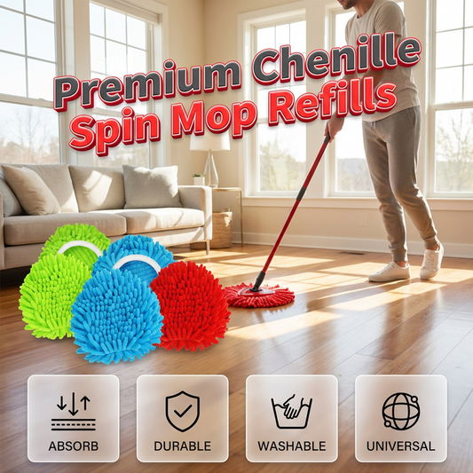 🧽 Chenille Spin Vervangende Mopkop – Krachtig & Gemakkelijk Schoonmaken | Koop 1, Ontvang 1 GRATIS