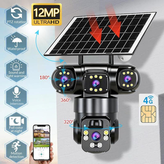 📢📢50% KORTING!!!⏰6K 9MP wifi-beveiligingscamera voor buiten | 10x zoom, 3 lenzen, 360° PTZ | IP66 waterdicht, kleurennachtzicht, tweeweg audio, bewegingsdetectie