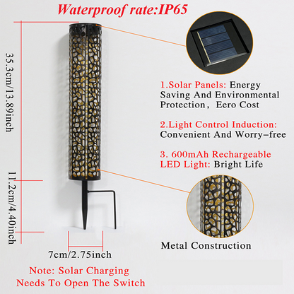 🌞 Solar tuinlamp op grondpen ✅ Uitgesneden patroon & automatische aan/uit-functie | Elegante buitenverlichting ✨