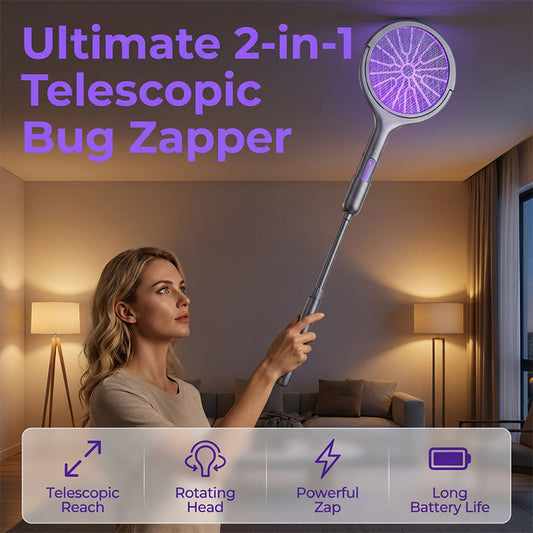 Mosquito Zapper 2-in-1 elektrische muggenvanger, oplaadbare USB-insectenvanger van 3000 V met draaibare kop, elektrische muggenvanger voor thuis/balkon/tuin/kamperen