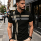 ⏳Tijdelijke aanbieding⏰Gestreept T-shirt met korte mouwen en kraag voor heren