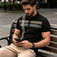 ⏳Tijdelijke aanbieding⏰Gestreept T-shirt met korte mouwen en kraag voor heren
