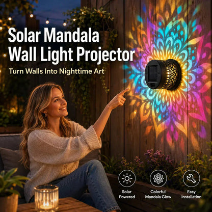 🎁 Vaderdag special – 57% KORTING! 🌀 Mandala zonne-lamp – Unieke patroonprojectie, 2-in-1 vloer & wand – IP65 waterdicht – automatisch aan/uit 🌿💚