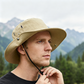 🧢 ☀️ Outdoor zonnehoed met brede rand en kinband – Lichtgewicht, beschermend en perfect voor het strand en wandelen 🏖️ 🥾