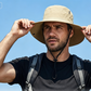 🧢 ☀️ Outdoor zonnehoed met brede rand en kinband – Lichtgewicht, beschermend en perfect voor het strand en wandelen 🏖️ 🥾