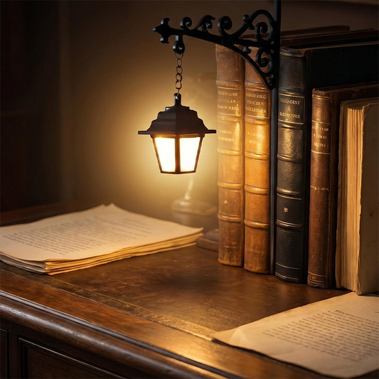 Miniatuur Retro Straatlantaarn Boekensteun met Licht