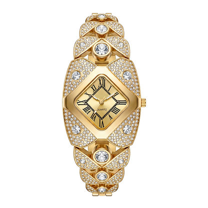 📢📢50% KORTING!! ⏰ Dames Kwartshorloge – Legering – Ruitvormige Wijzerplaat met Strass