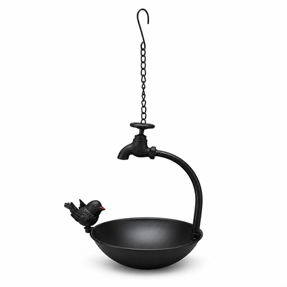 🐦 Vintage Hangende Vogelvoederbak met Decoratief Kraanontwerp 💧