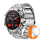 Herren Smartwatch im Militärstil mit 1100‑mAh‑Akku, 1,7‑Zoll‑AMOLED‑Display, LED‑Taschenlampe, IP68 wasserdicht, Fitnessuhr mit Telefonfunktion, über 110 Sportmodi, Herzfrequenz /Schlafüberwachung, kompatibel mit iOS und Android